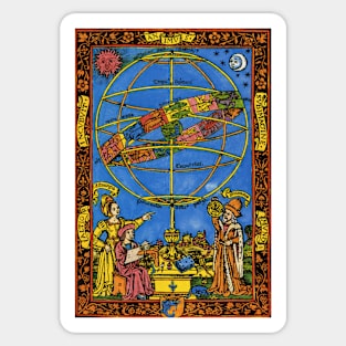 Claudius Ptolemy Astronomer and the Greek Goddess Astrologia with Armillary Sphere Sticker